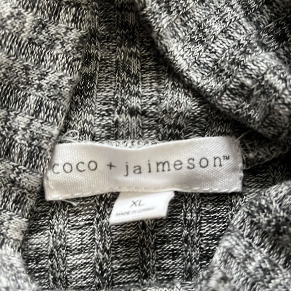 Coco + Jaimeson Heather Black Tie Waist Turtleneck Top XL - Picture 3 of 3